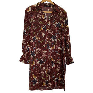 Boho Zara Ditsy Floral Button Front Duster Oversized Romantic Cottage Core  XS